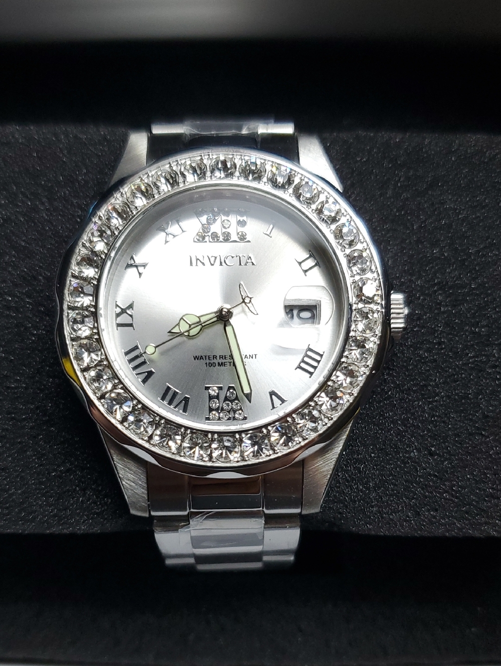 Invicta Silver Crystal-Accented Stainless Steel Watch